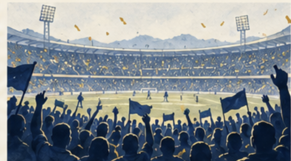 Illustrated view of Chandrasekharan Nair Stadium on match night